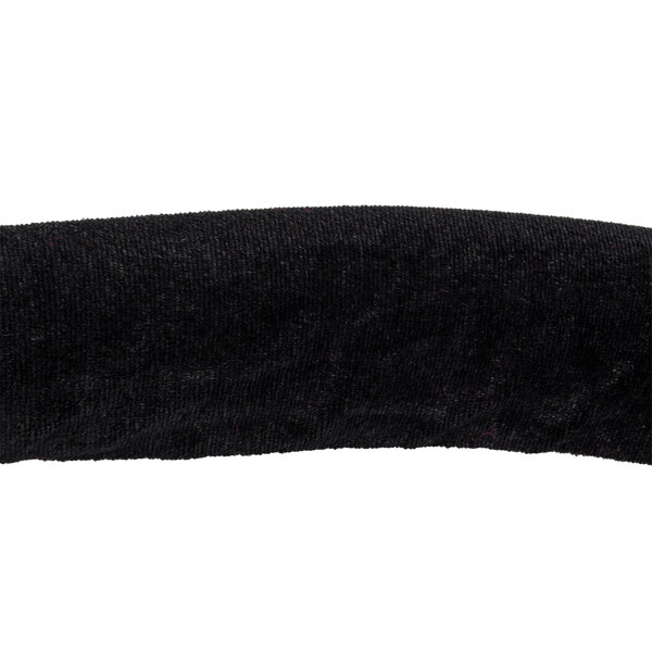 A black fabric rope with brass ends for crowd control stanchions.