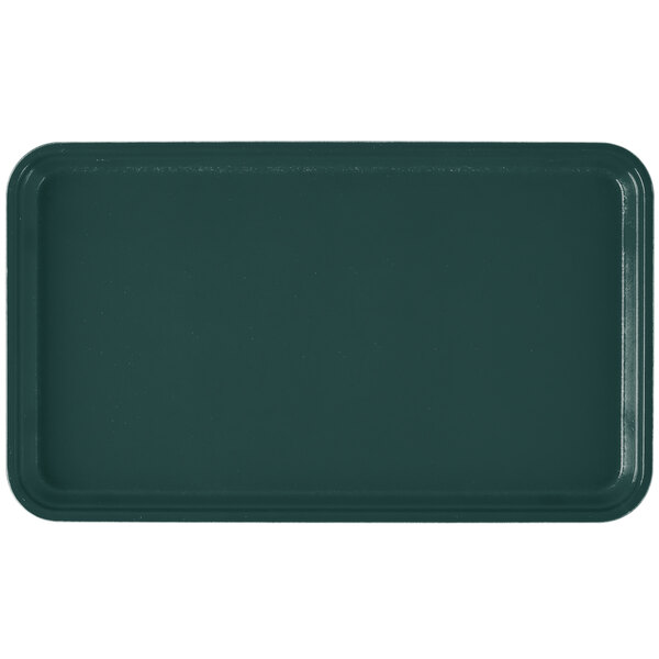 A rectangular teal tray with a white border.