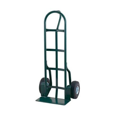 A green Harper hand truck with wheels.