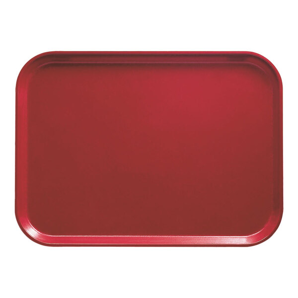 A red rectangular Cambro tray.