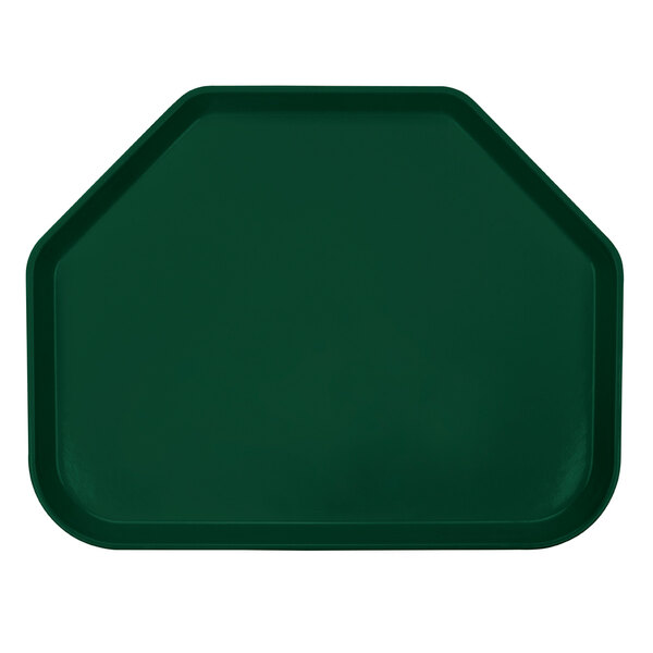 A green trapezoid tray with a white border.