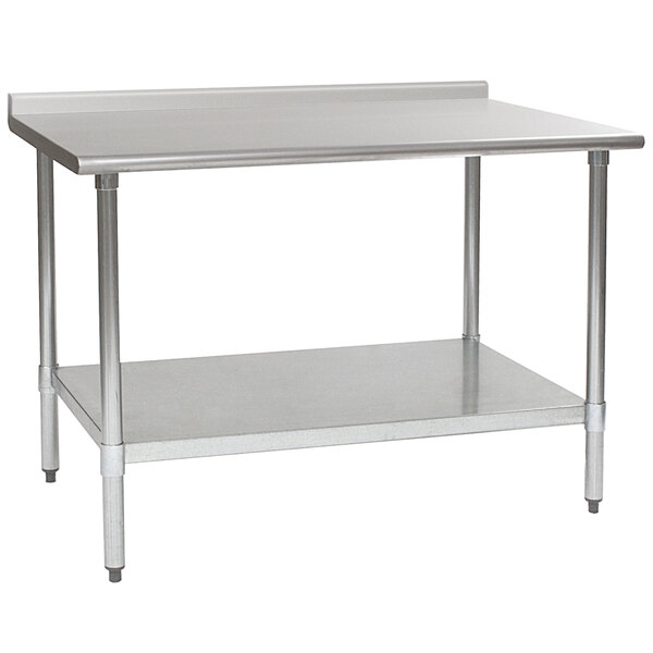 A stainless steel Eagle Group work table with undershelf.