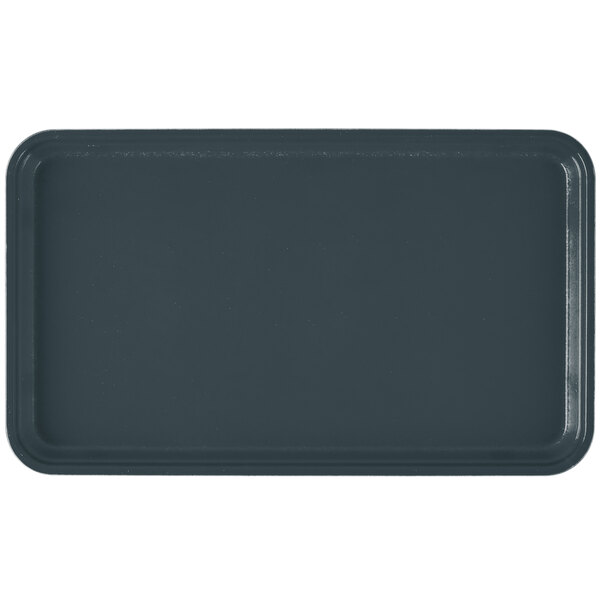 A rectangular slate blue Cambro tray with a black border.