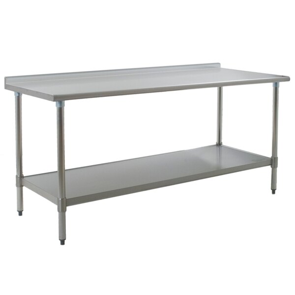 A stainless steel Eagle Group work table with undershelf.