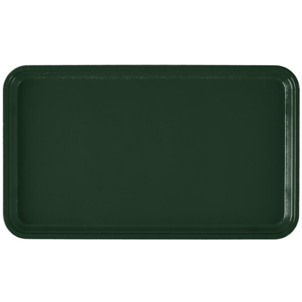 A rectangular green Cambro tray with a white border.