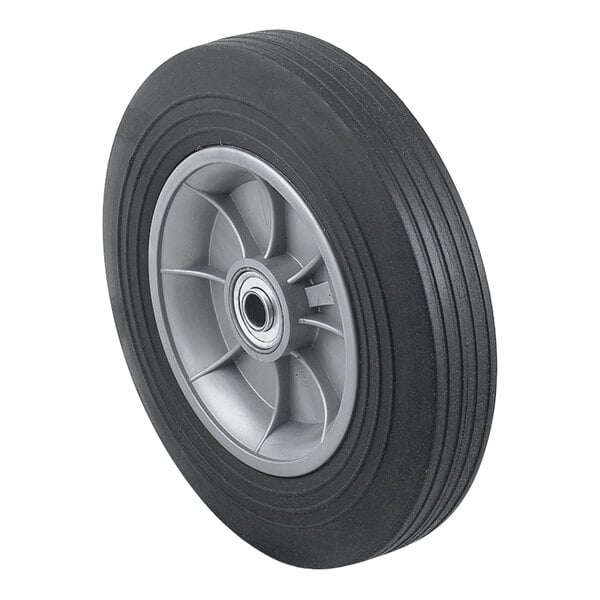 A black wheel with a grey rim.