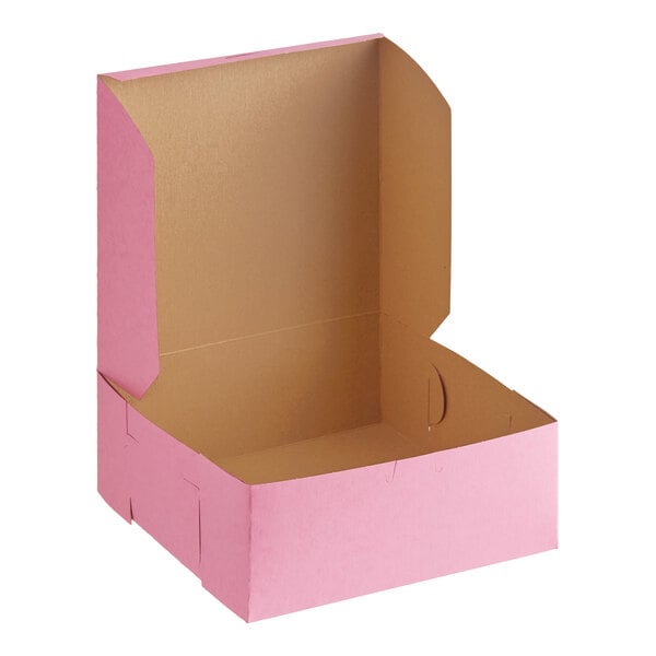 10" x 10" x 4" Pink Customizable Cake / Bakery Box - 100/Bundle