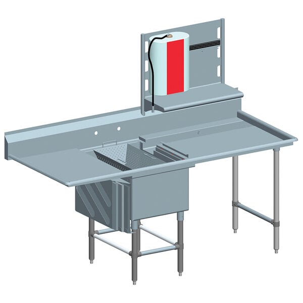 A grey metal Eagle Group stainless steel commercial prep sink with a left drainboard.