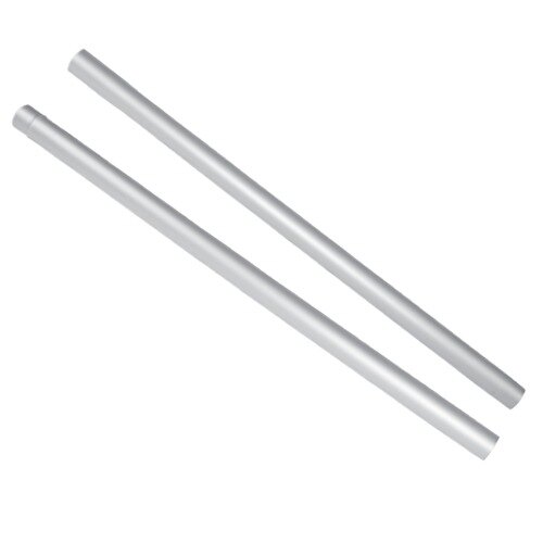 A pair of silver aluminum vacuum wands.