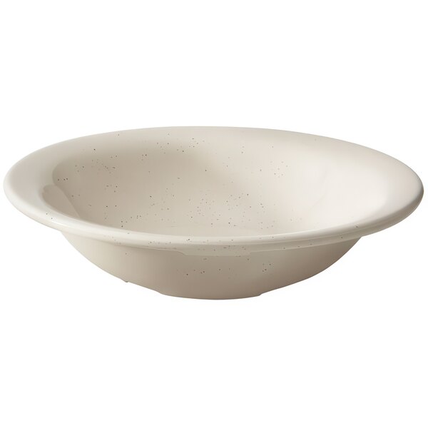 A white bowl with speckled specks.