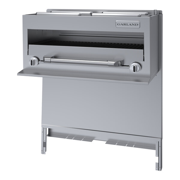 A stainless steel natural gas range-mount infra-red salamander broiler designed for commercial kitchens.