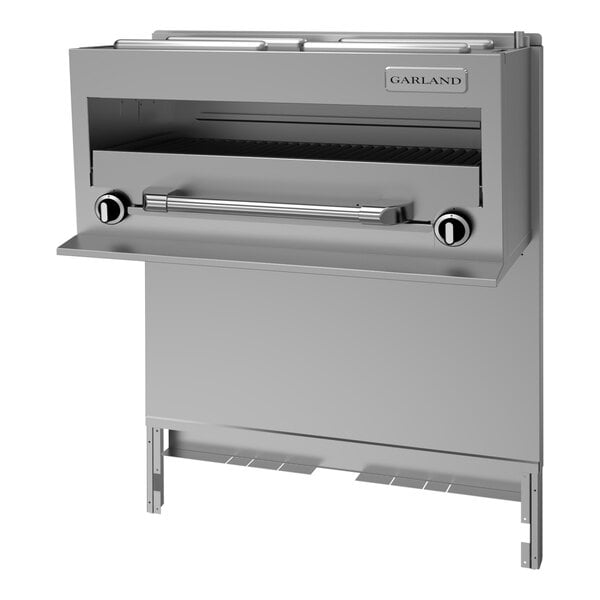 A stainless steel natural gas range-mount infra-red salamander broiler designed for commercial kitchen use.