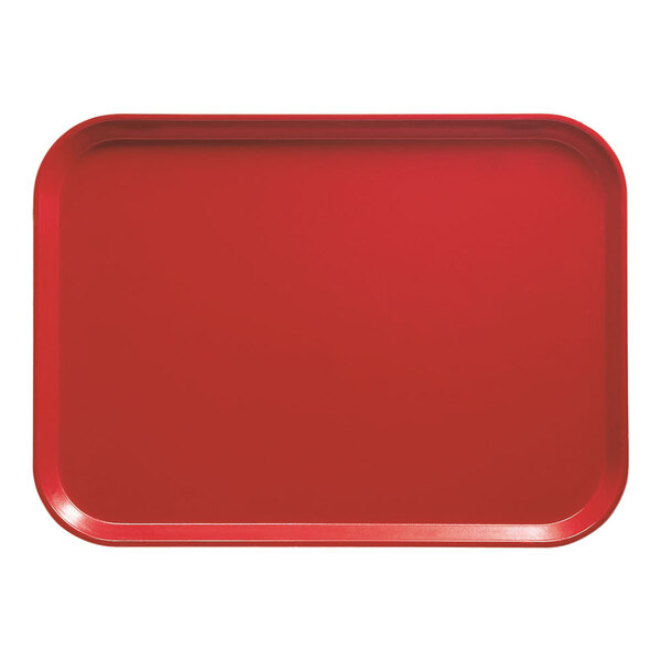 A red rectangular Cambro tray.