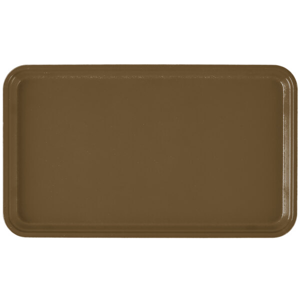 A brown rectangular Cambro tray on a counter.