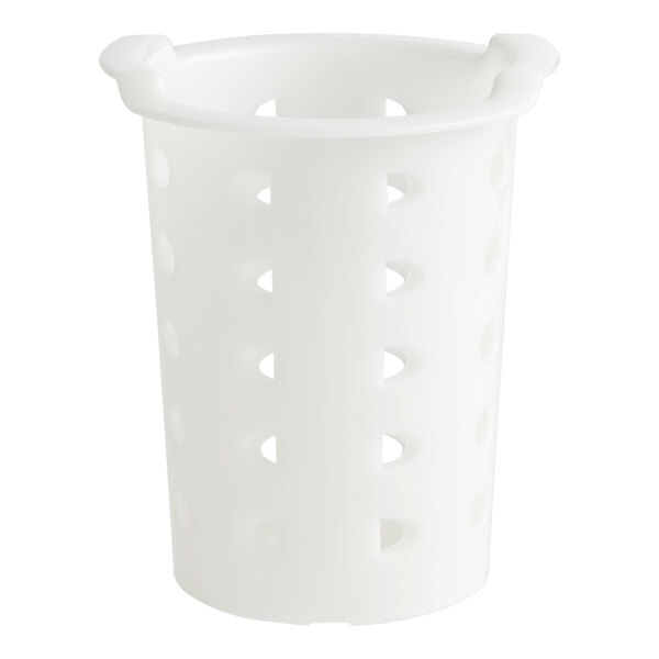 A white plastic cylinder with holes.