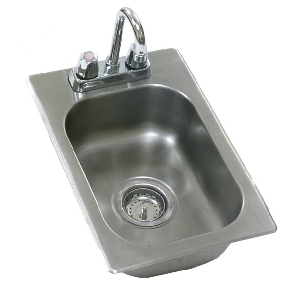 A stainless steel Eagle Group drop-in sink with deck mount faucet.