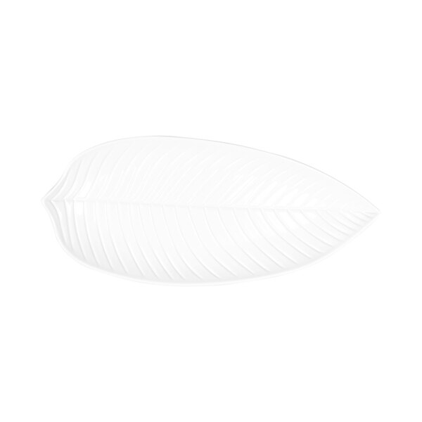 A white leaf shaped platter.