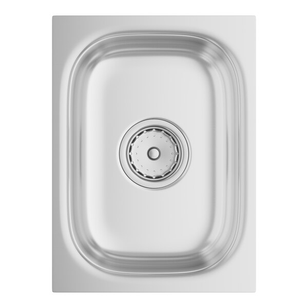 A top view of an Eagle Group seamless weld in sink with a center drain.