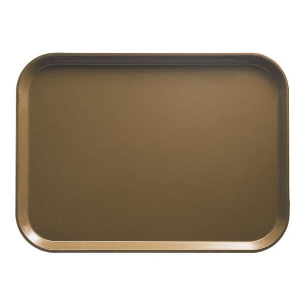 A close-up of a brown rectangular Cambro tray.