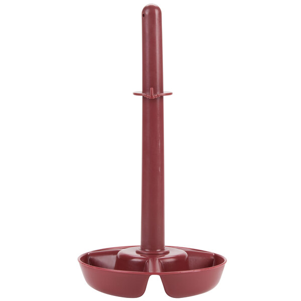 A red polypropylene combo server with a handle.