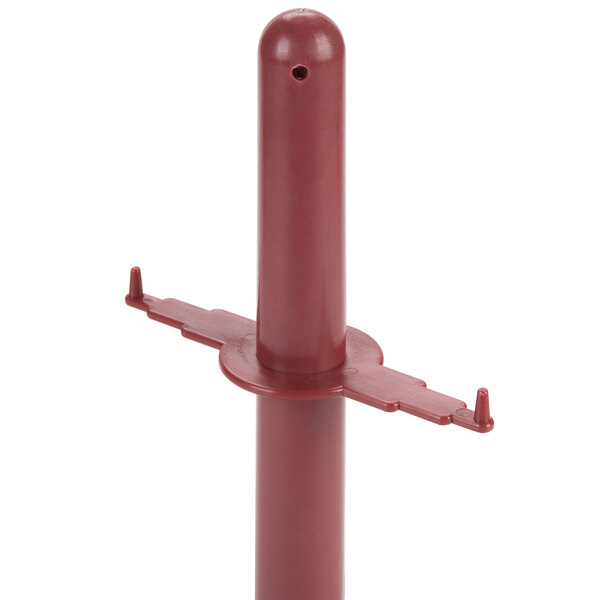 A red polypropylene combo server with a metal base.