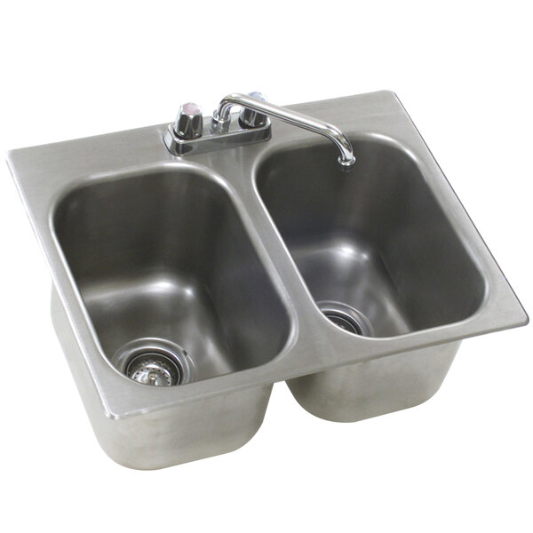 Eagle Group Sr12 14 9 5 2 Two Compartment Stainless Steel Drop In Sink With Deck Mount Faucet And Swing Nozzle 12 X 14 X 9 1 2 Bowls