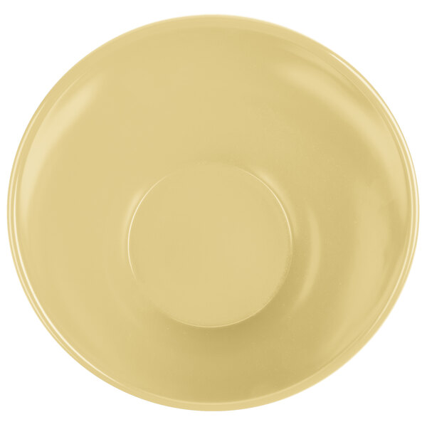 An Elite Global Solutions Pappasan melamine bowl in banana crepe on a white background.