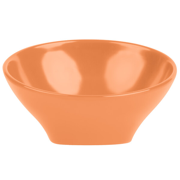 An orange Elite Global Solutions Pappasan melamine bowl.