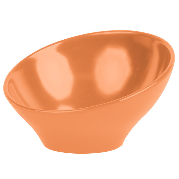 An orange Elite Global Solutions Pappasan melamine bowl.