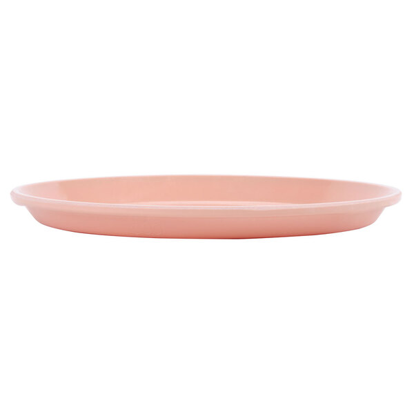 A dark peach Cambro fiberglass tray with a rim.