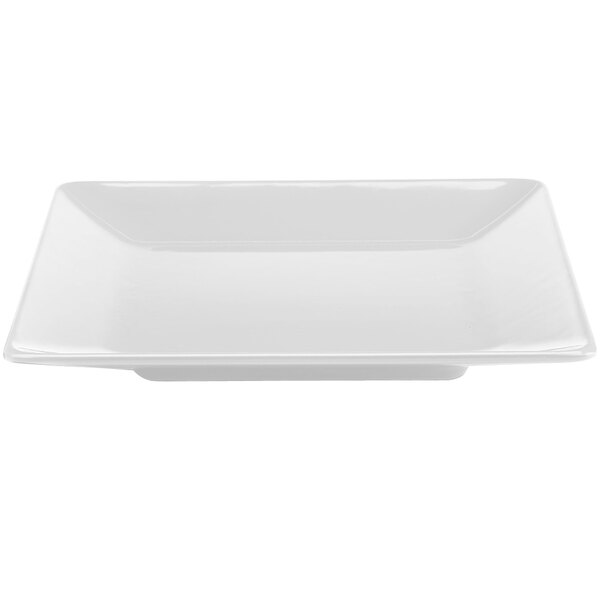 An Elite Global Solutions white square melamine plate.