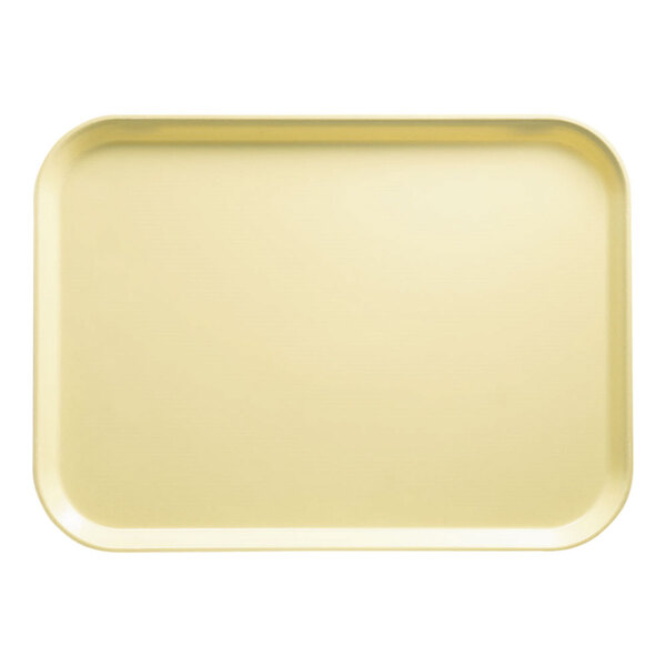 A yellow rectangular tray with a white border.