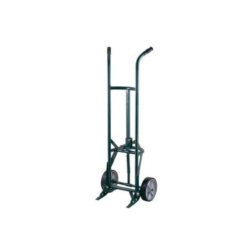 A green Harper hand truck with black metal handles and wheels.