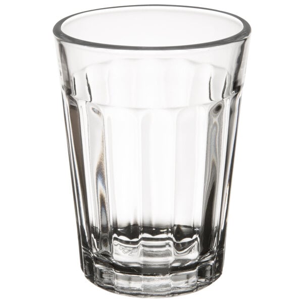 A clear Libbey paneled juice glass.