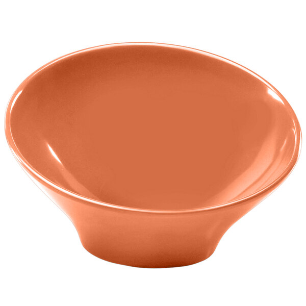 An orange Elite Global Solutions Pappasan bowl with a white interior and rim.
