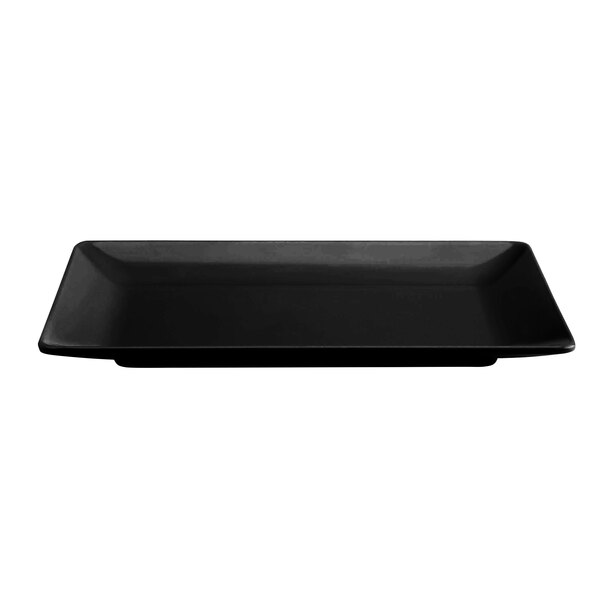 A black rectangular Elite Global Solutions melamine platter.