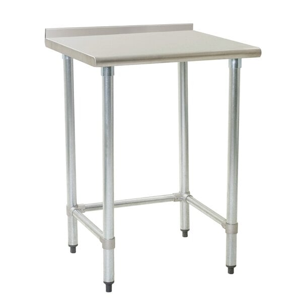 A Eagle Group stainless steel work table with metal legs.