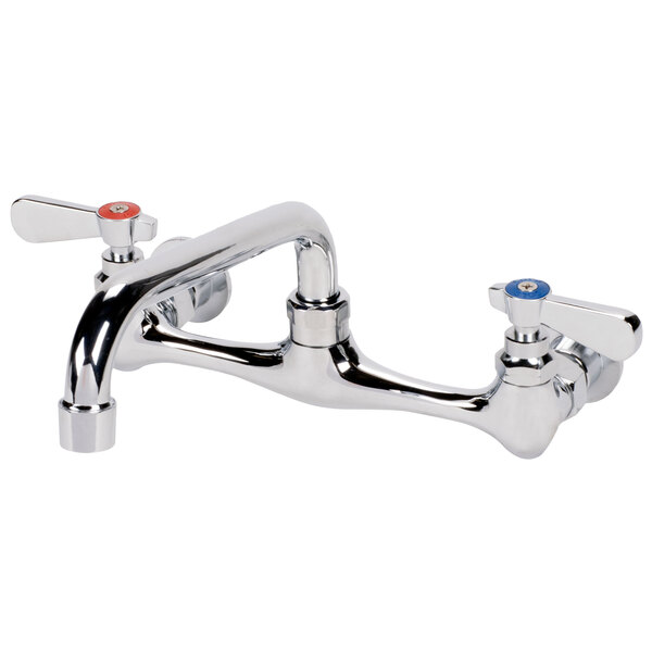 Wall Mount Faucet With 8 Swing Spout 2 Gpm Aerator 8 Centers And Lever Handles 9011