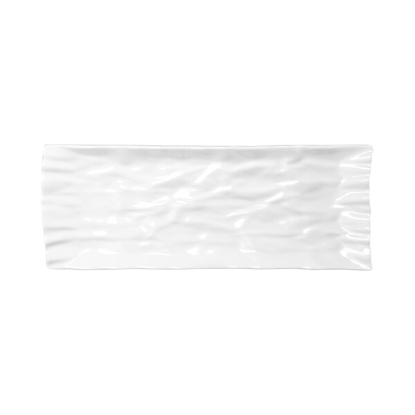 A white rectangular melamine tray with a crinkled design.