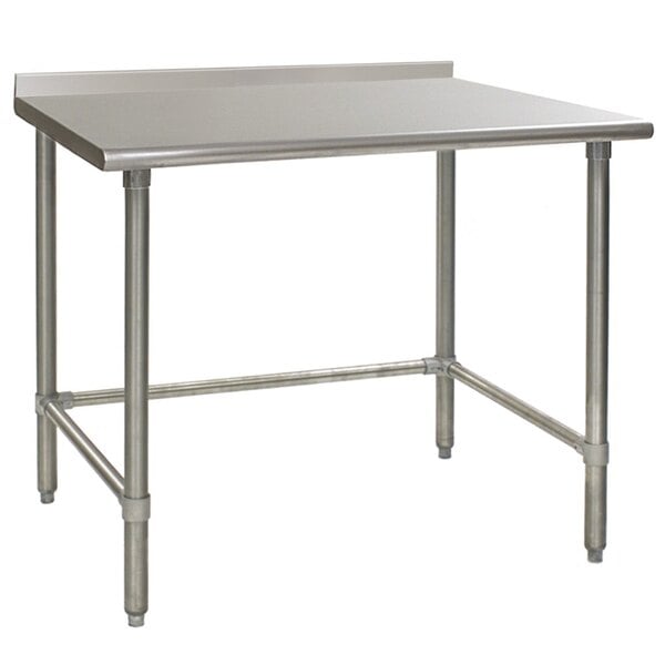 A stainless steel Eagle Group open base work table with a stainless steel top and legs.