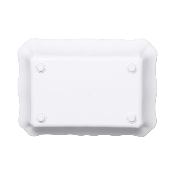 A white rectangular melamine dish.