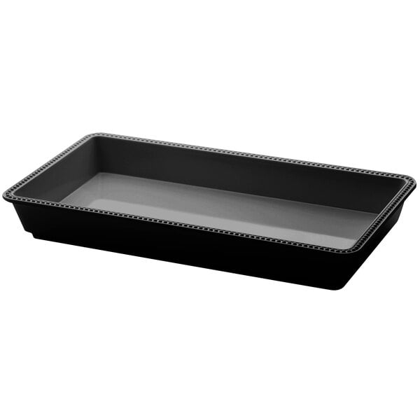 An Elite Global Solutions black rectangular melamine tray.