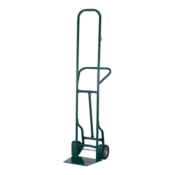 A green Harper hand truck with wheels.