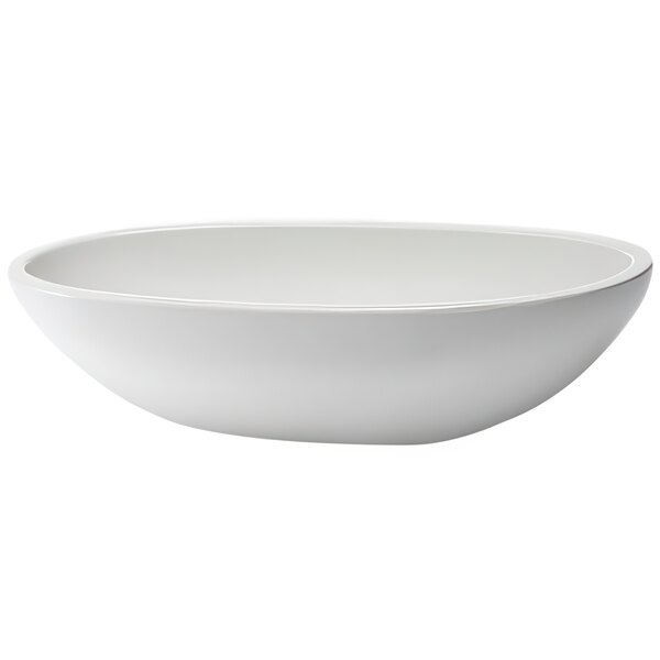 An Elite Global Solutions white melamine oval bowl with a white background.