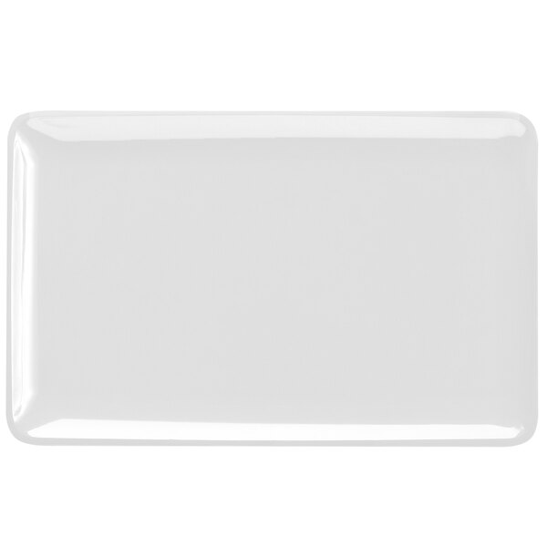 A white rectangular melamine tray with a white border.