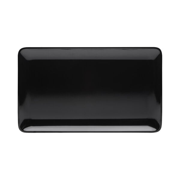 A black rectangular Elite Global Solutions melamine tray.