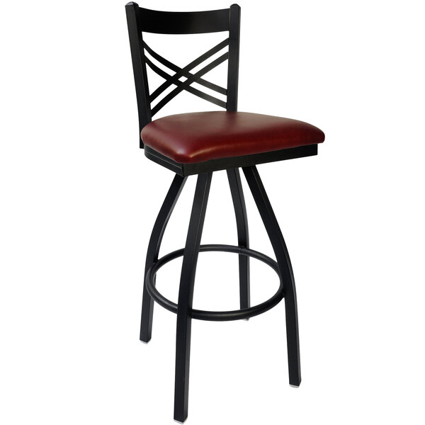 Metal Bar Stool With Backrest 30, Metal Bar Stool With Swivel Seat