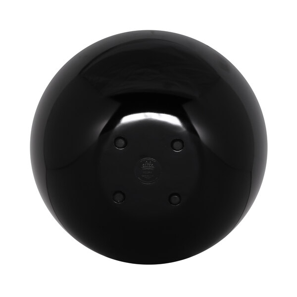 A black Elite Global Solutions round melamine bowl with a white background.