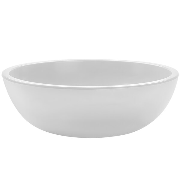 A white Elite Global Solutions round melamine bowl.