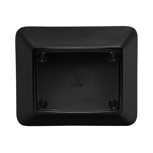 A black rectangular melamine bowl.
